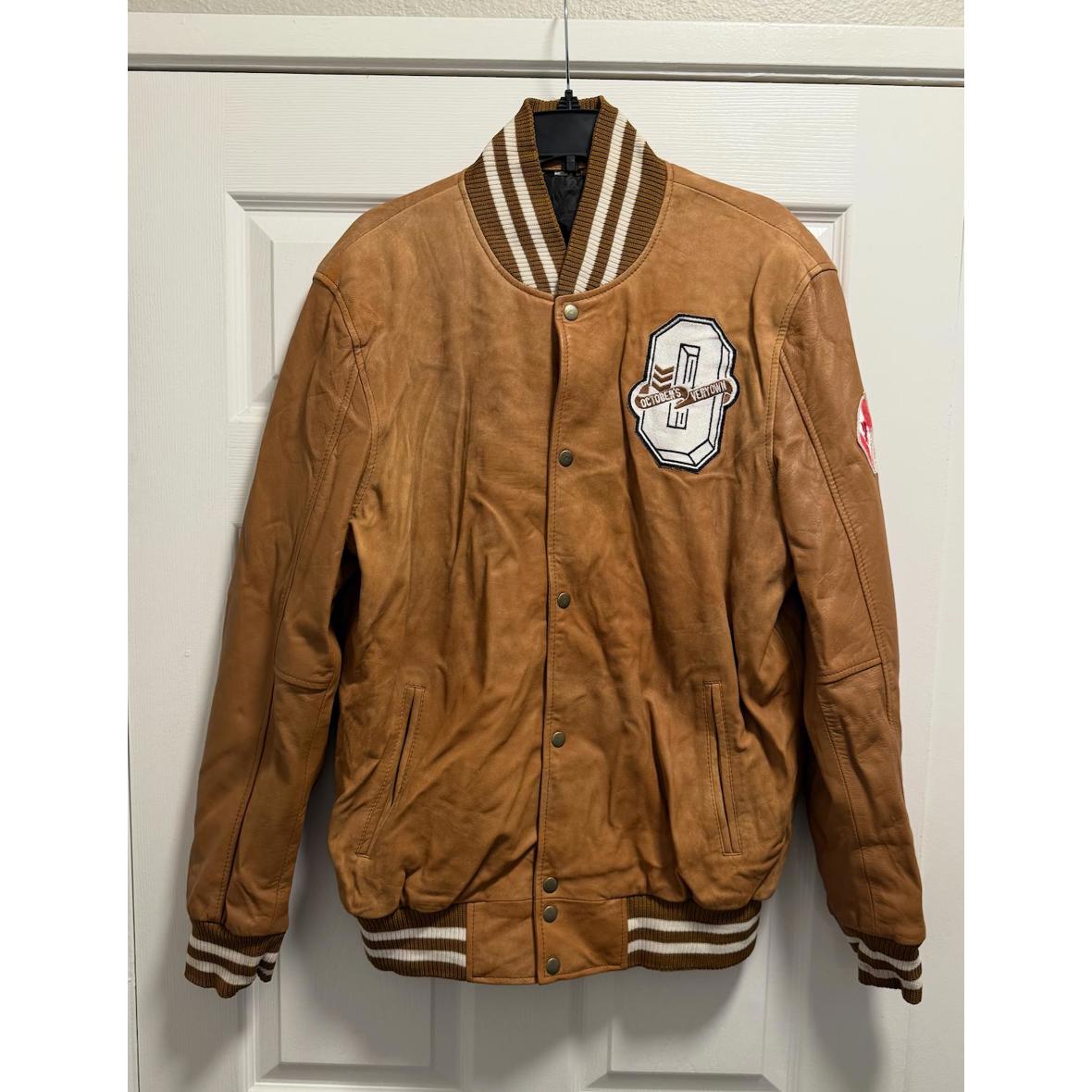 Stylish Leather Varsity Jacket With Embroidery 2xl